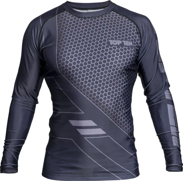 TOP TEN MMA COMBat Rash Guard a Maniche Corte Elasticizzato