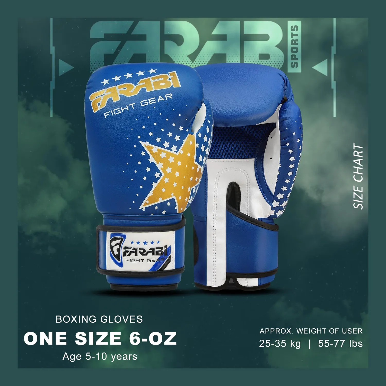 Farabi Guantoni Boxe Bambini 6 oz Blu Rete