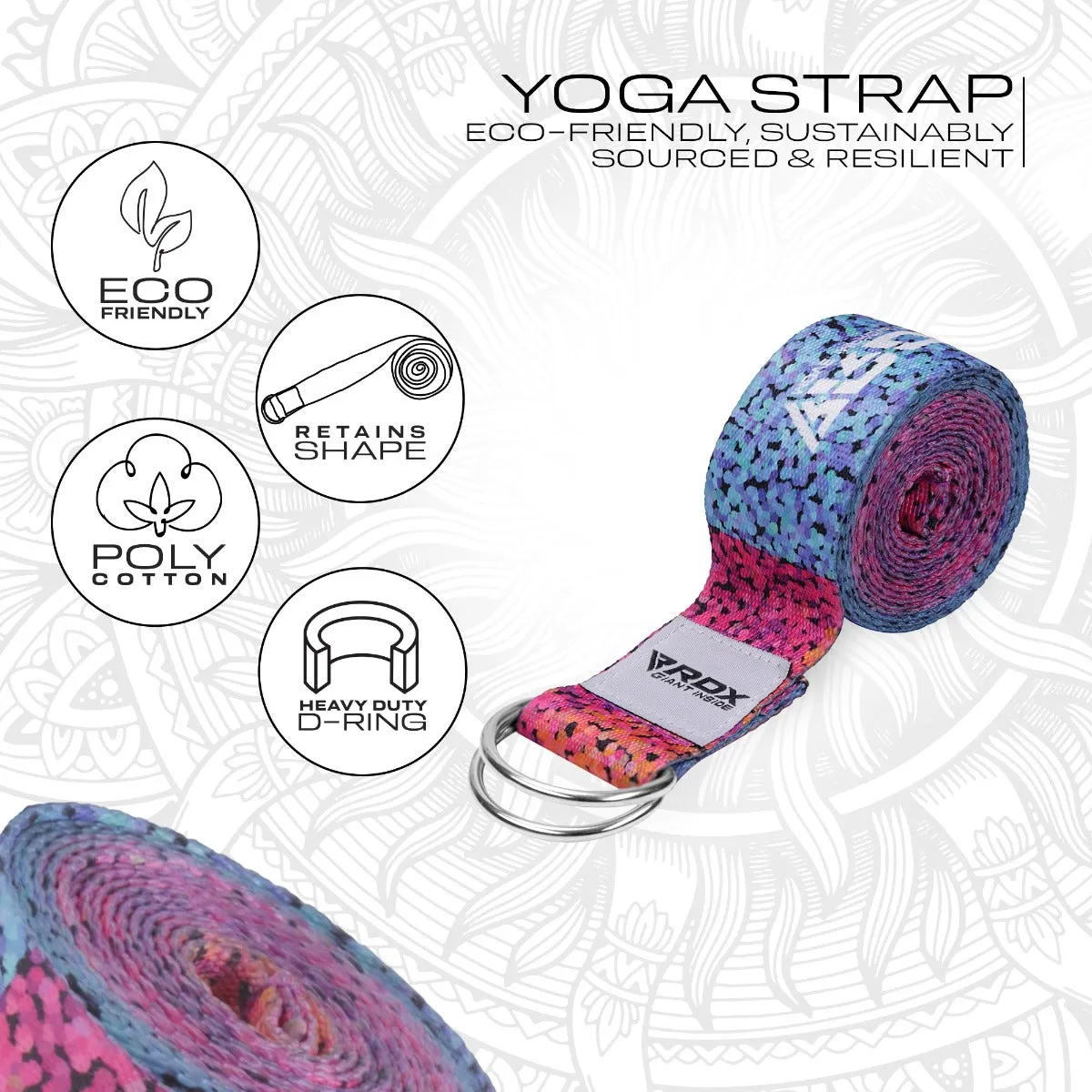 RDX F20 Cinghia Yoga Cotone Antiscivolo Multicolor