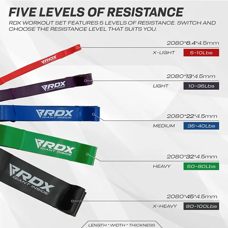 RDX P1 Bande Resistenza Elastiche 5pz Lattice
