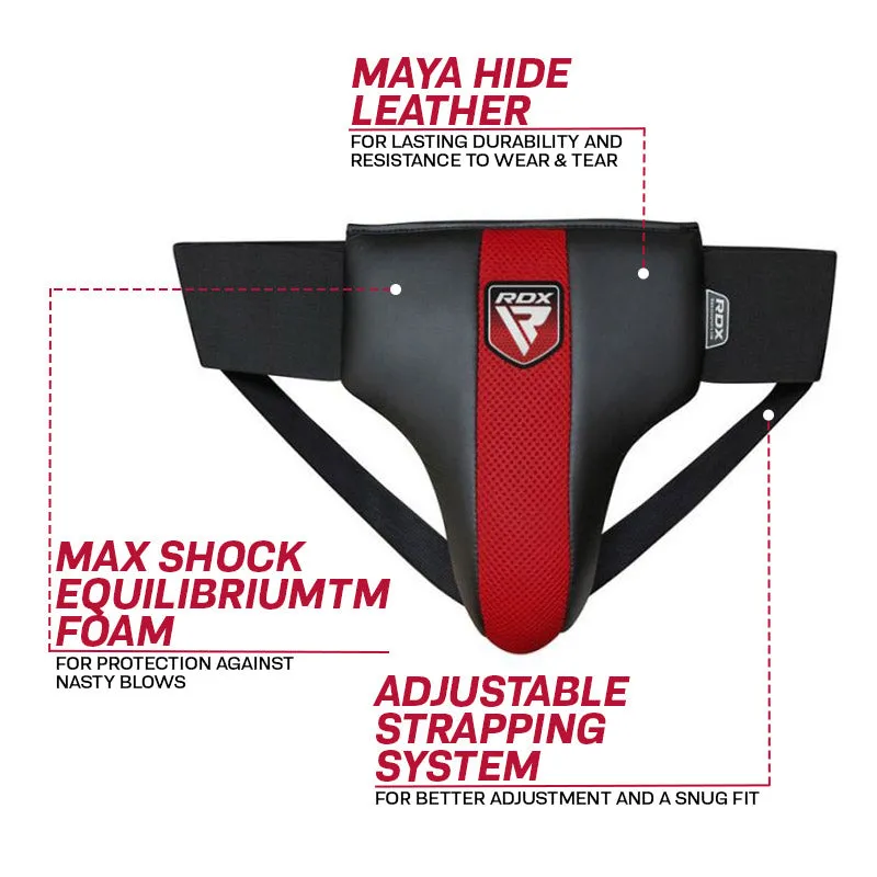 RDX R2 Conchiglia Boxe Pelle Rosso-Nero con cintura S