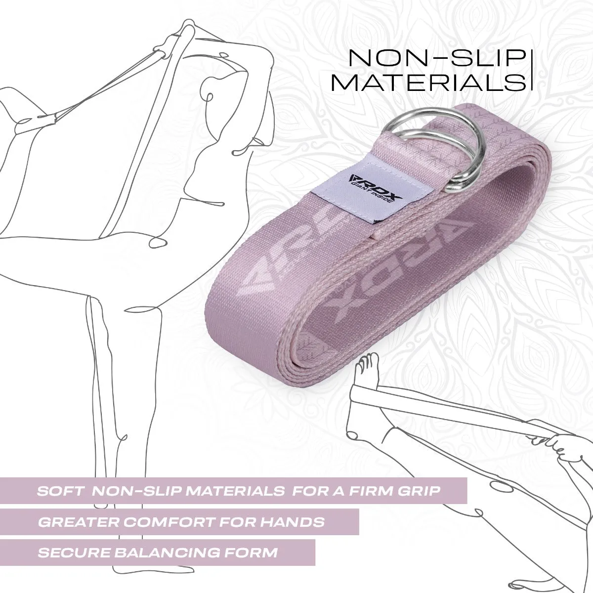 RDX F22 cinghia yoga cotone rosa 8 piedi