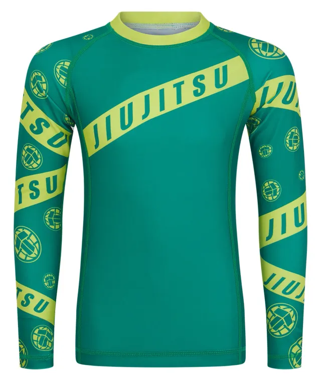 Tatami Helena Taped rash guard bambino verde giallo maniche lunghe