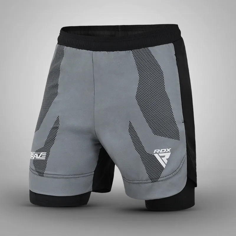 RDX Brave Pantaloncini Allenamento Grigi 2in1