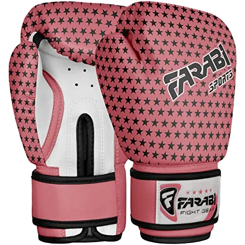 Farabi Pink Star guanti boxe bambino 4 oz rosa
