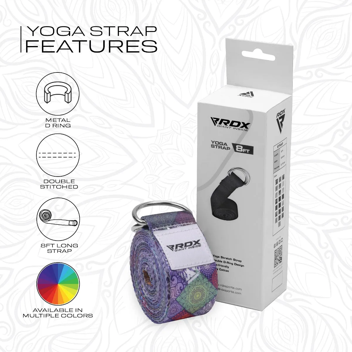 RDX F9 Cinghia Yoga Cotone Multicolore Antiscivolo