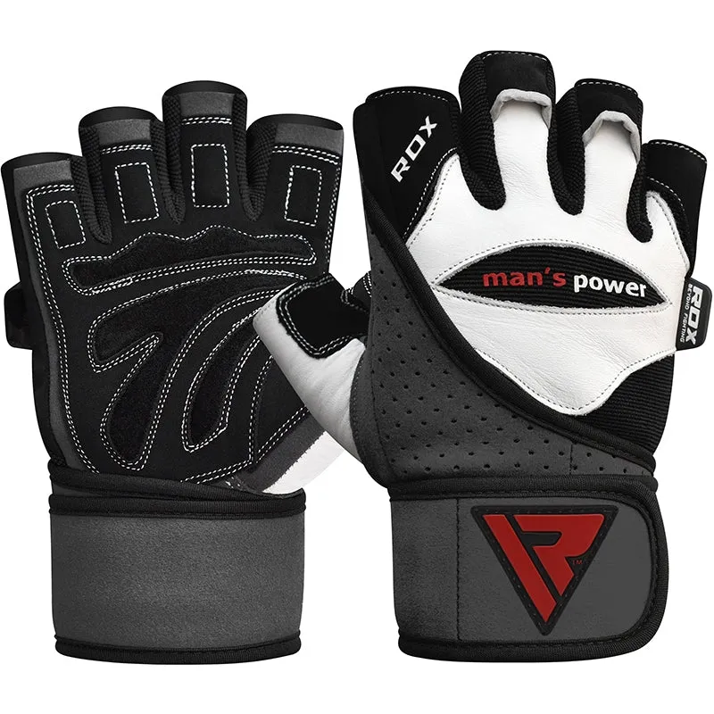 RDX L1 Guanti Palestra Pelle Bianco Imbottiti