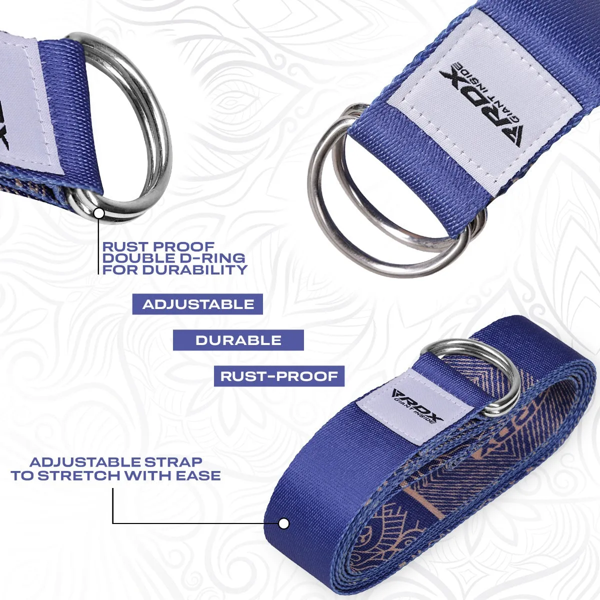 RDX F16 Cinghia Yoga Cotone Blu 244 cm Antiscivolo