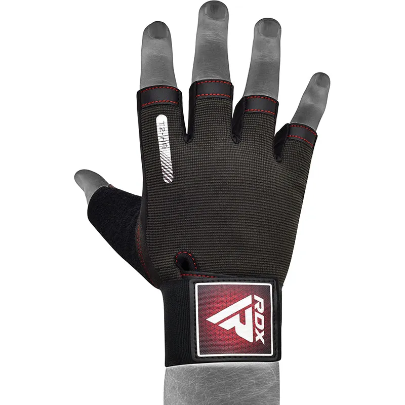 RDX T2 guanti palestra mezze dita con polsiera