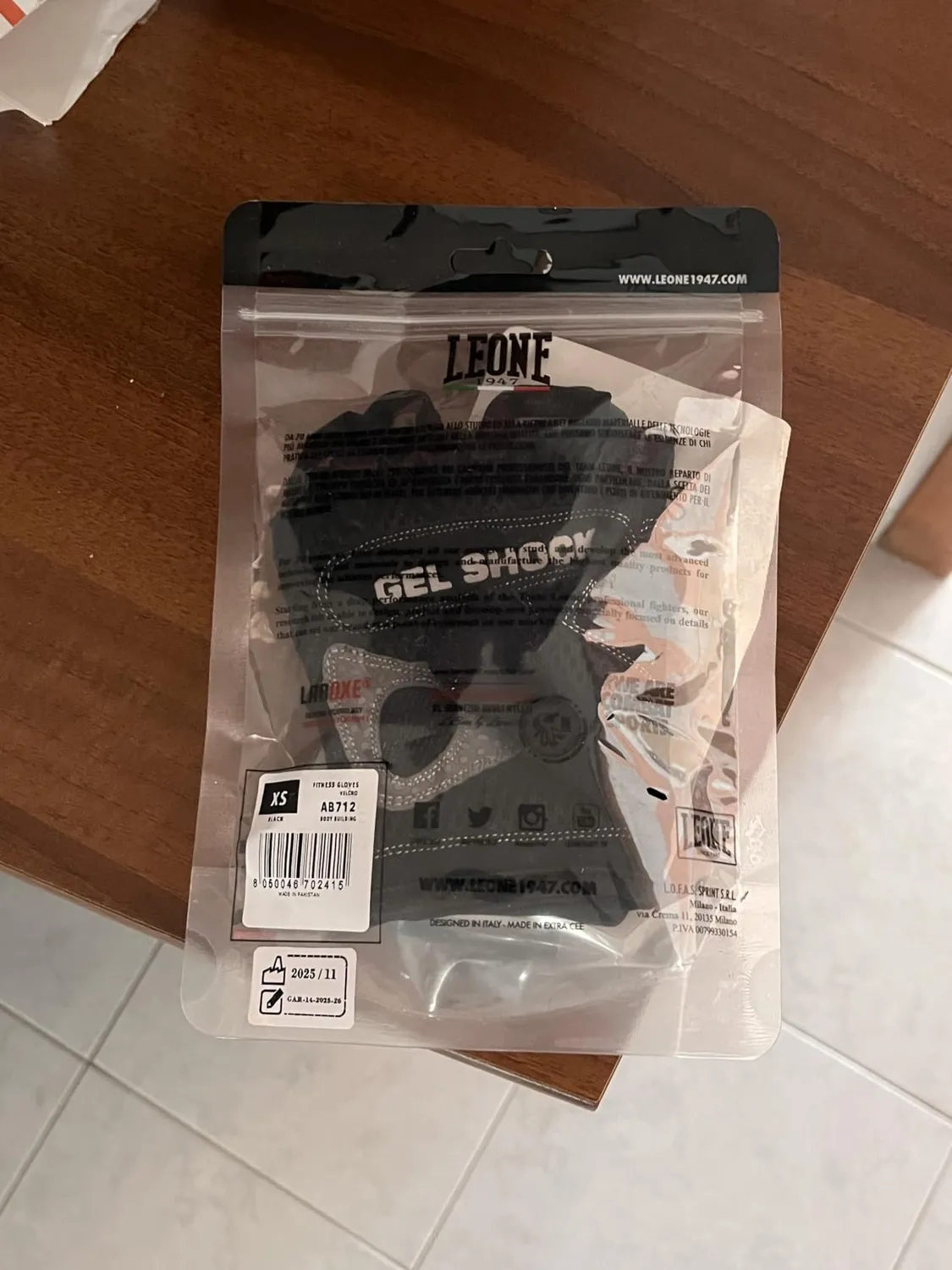 Leone 1947 Guanti Palestra Gel Grigio Unisex Imbottiti