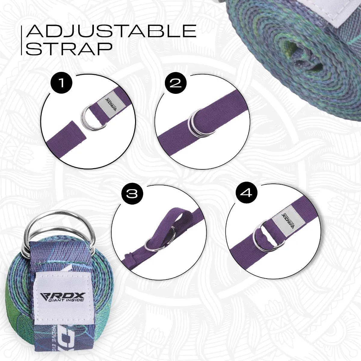 RDX F10 Cinghia Yoga Cotone Multi Color antiscivolo