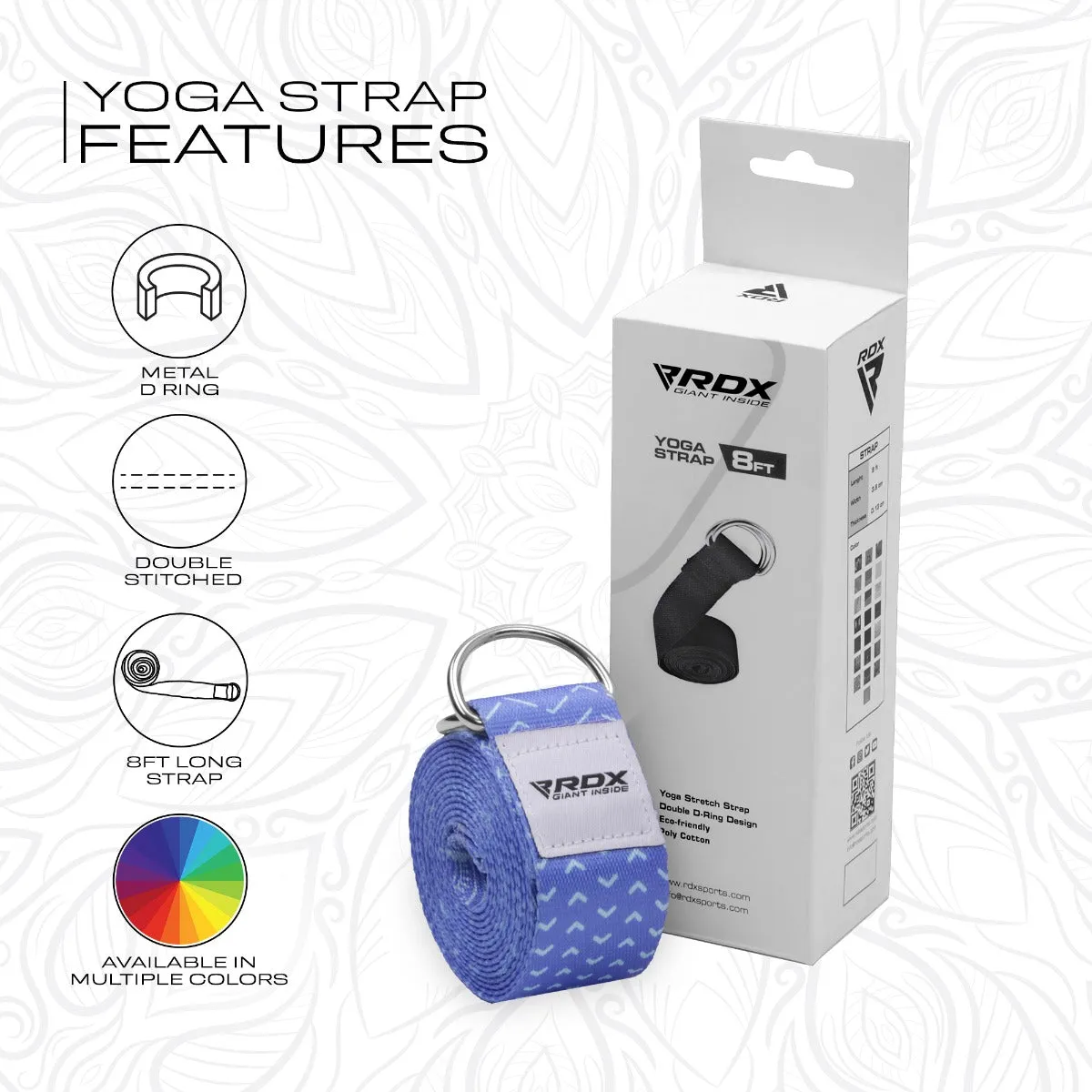 RDX F14 Cinghia Yoga Cotone Blu antiscivolo