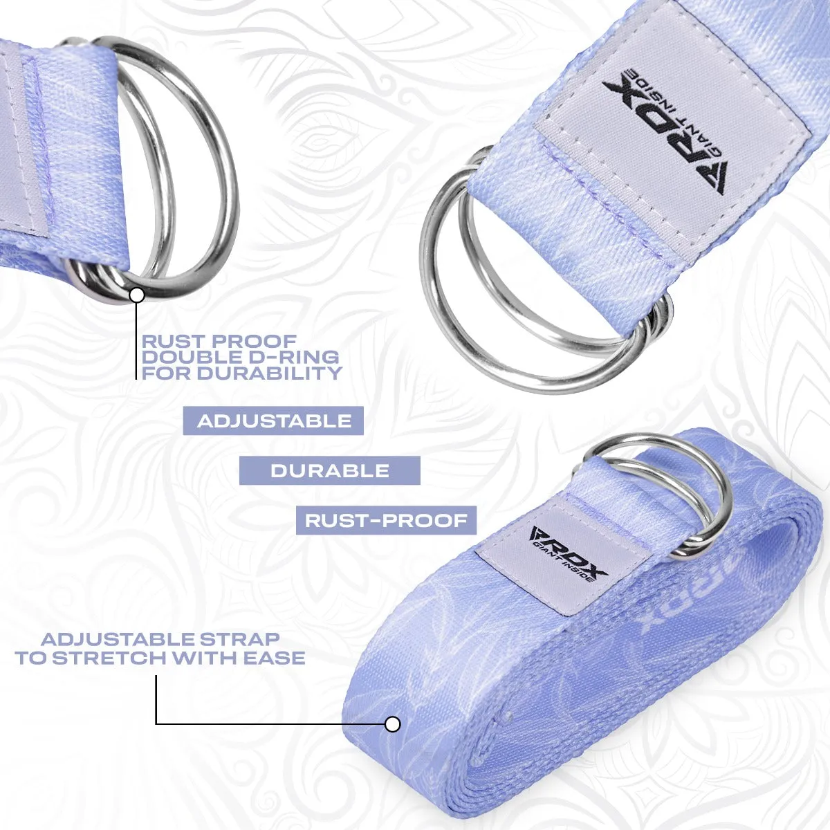 RDX F17 Cinghia Yoga Cotone Antiscivolo Blu 244 cm