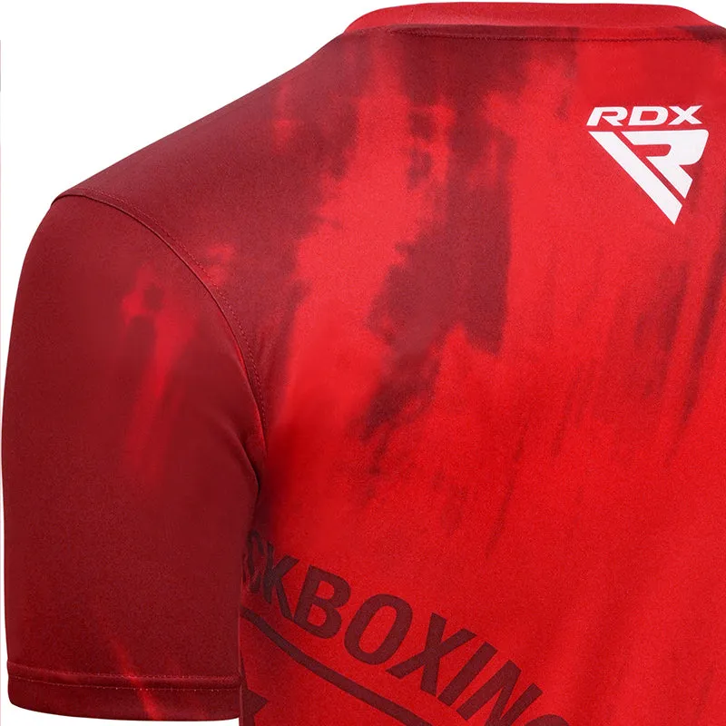 RDX Wako T1 t-shirt kickboxing rossa traspirante