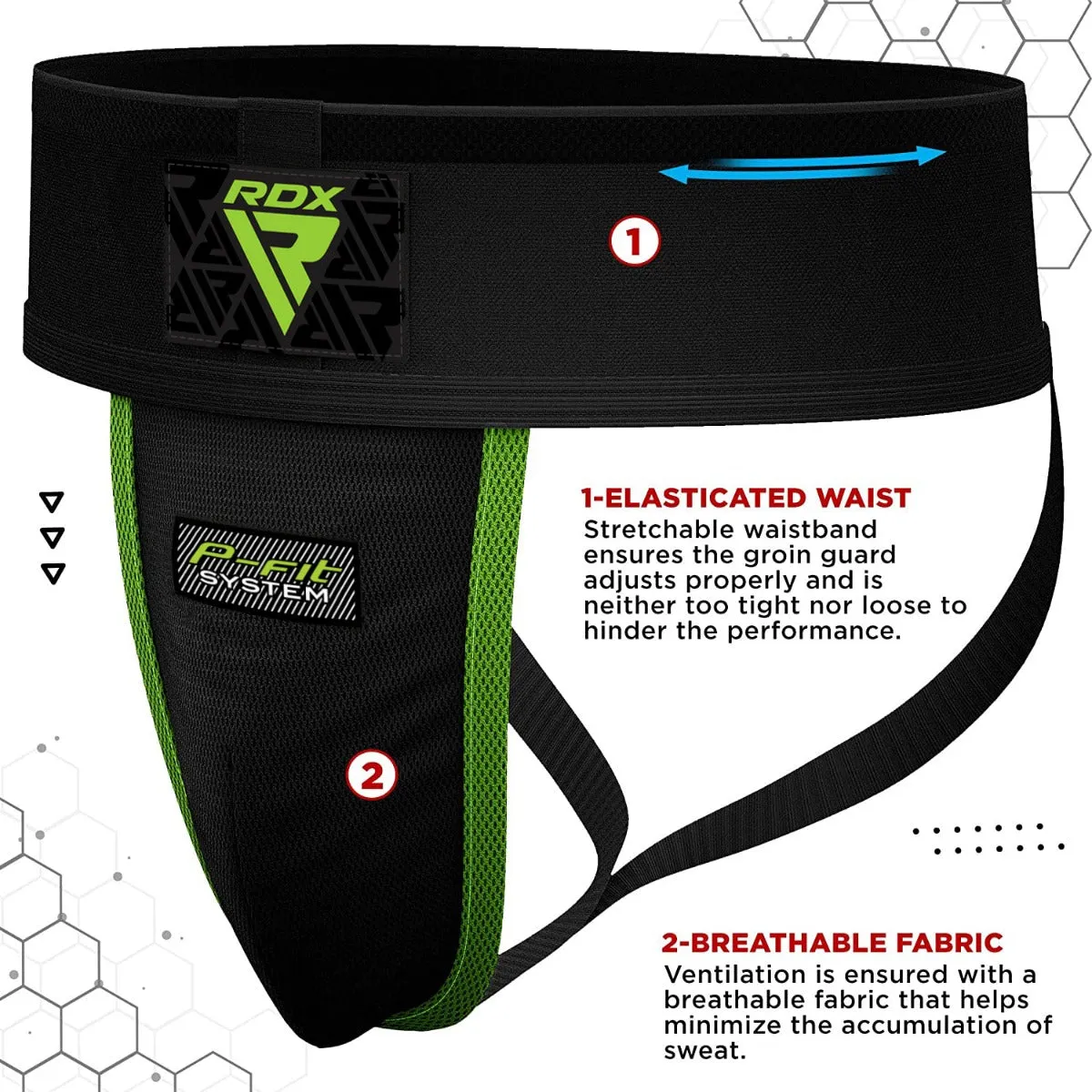 RDX H1 Sospensorio Conchiglia Gel Nero-Verde L Boxe