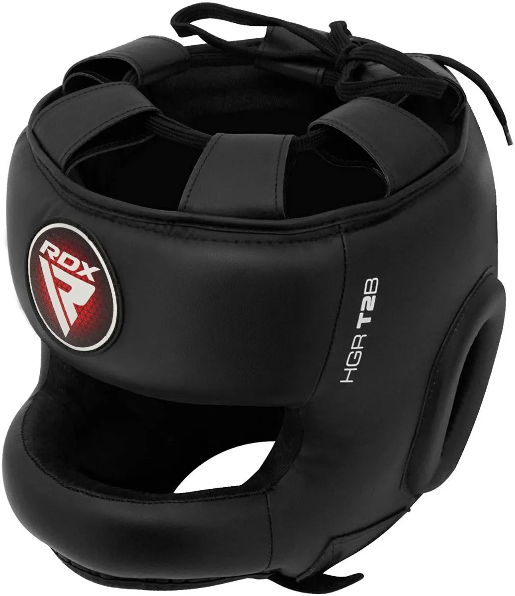 RDX T2 Casco Boxe con Paranaso Nero pelle Maya Hide