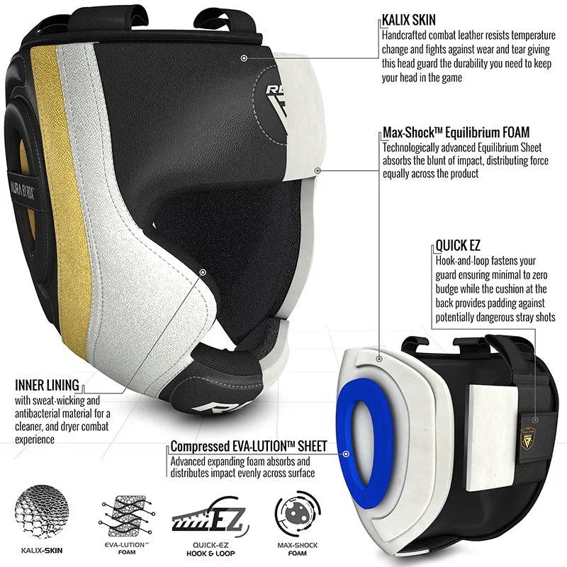 RDX T17 Aura Caschetto Boxe Golden in Pelle
