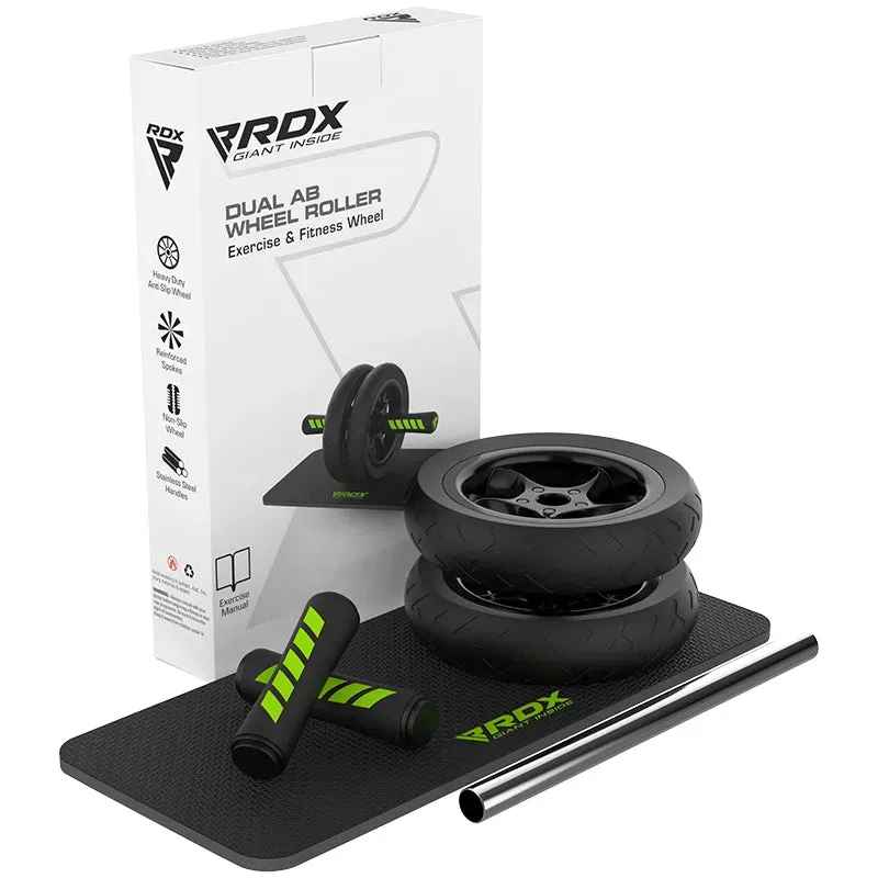 RDX W1 Rullo Addominali Nero Verde con Tappetino