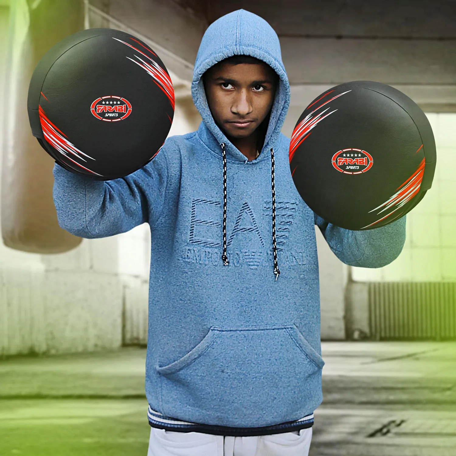 Farabi Sports Round Colpitore Boxe Pelle Sintetica