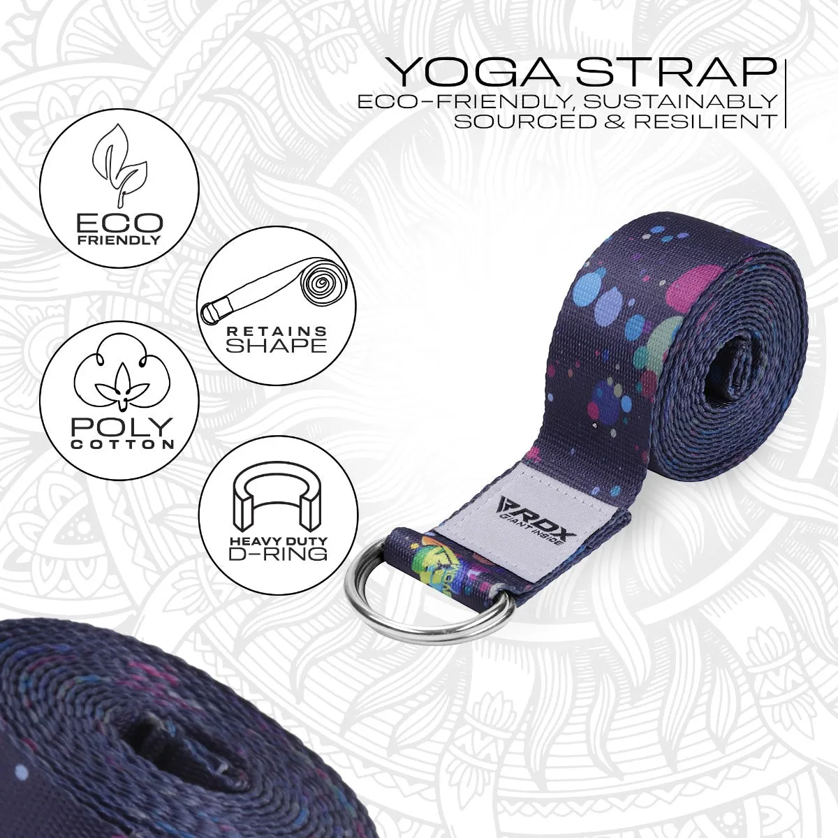 RDX F3 Cinghia Yoga Cotone Multi Color antiscivolo