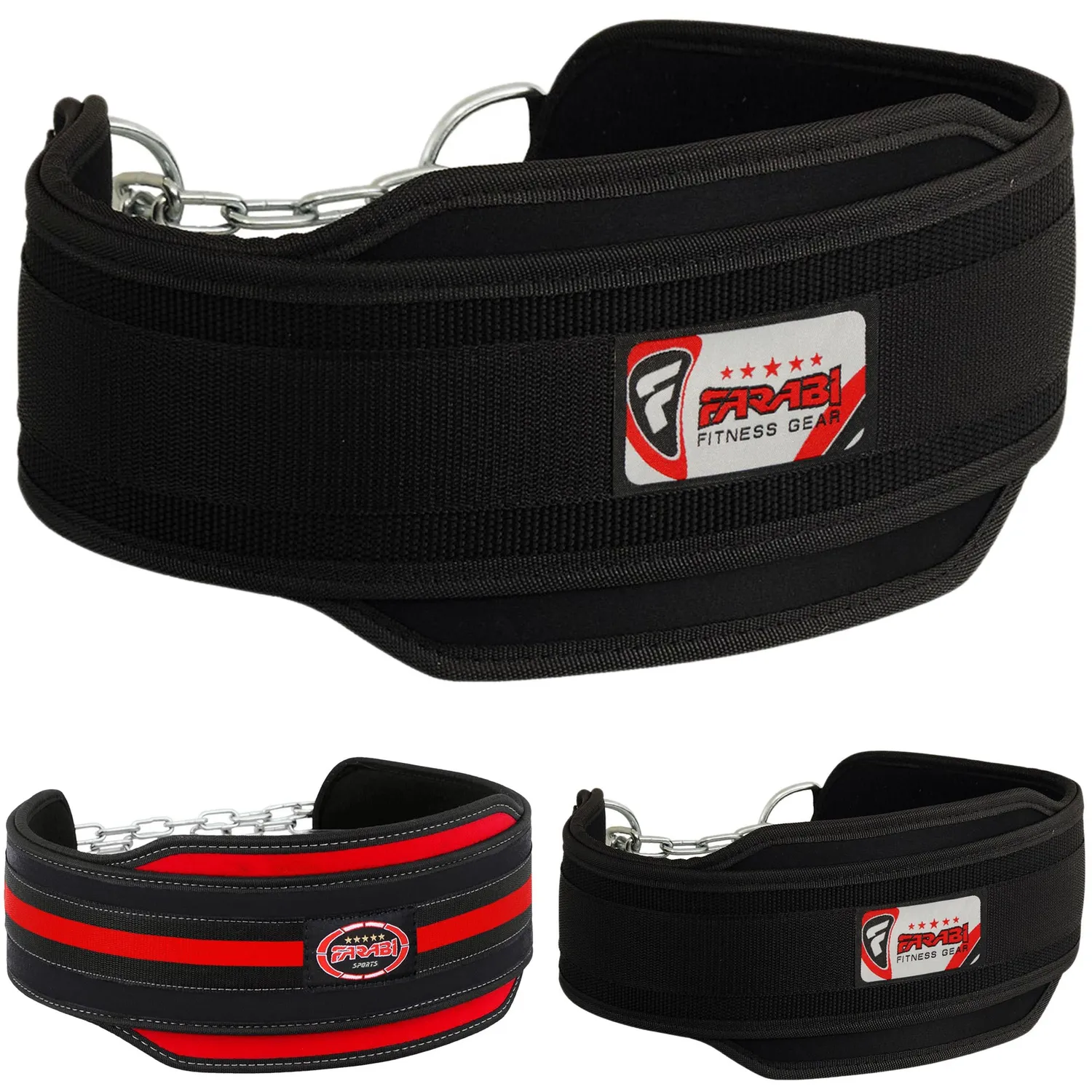 Farabi Sports cintura zavorra dip neoprene rossa 6 pollici