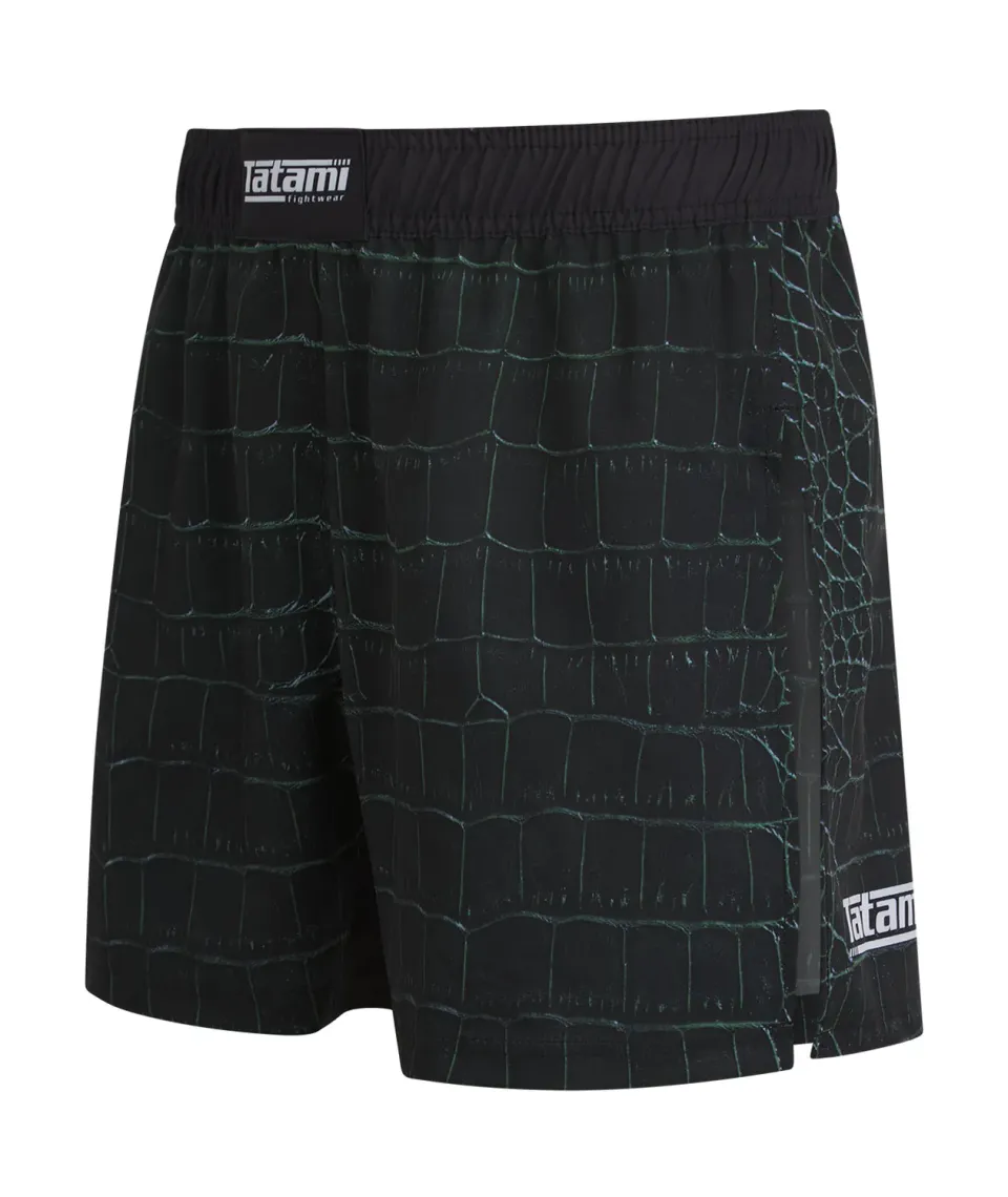 Tatami High Split Crocodile Pantaloncini MMA Neri