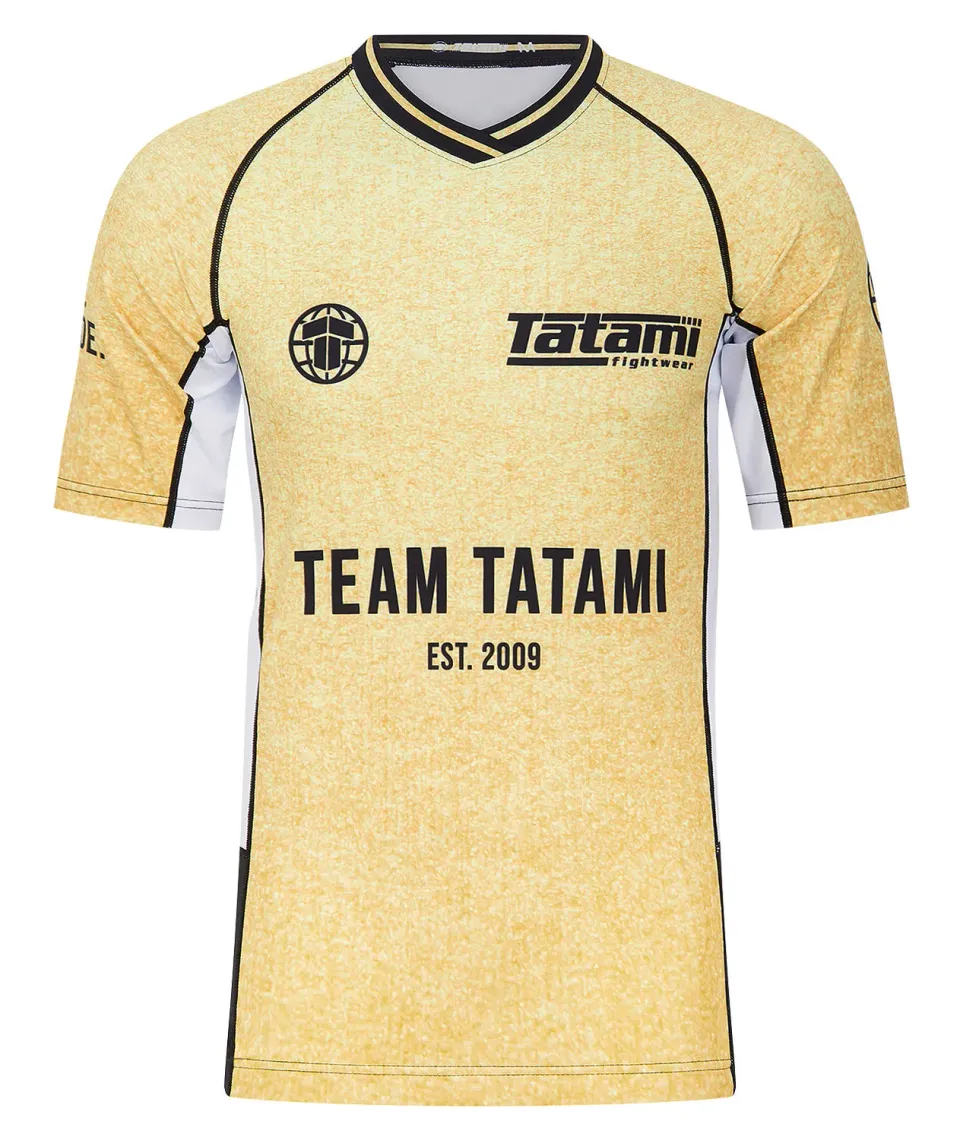 Tatami Team Gold Rash Guard Maniche Corte Bianca Leggera