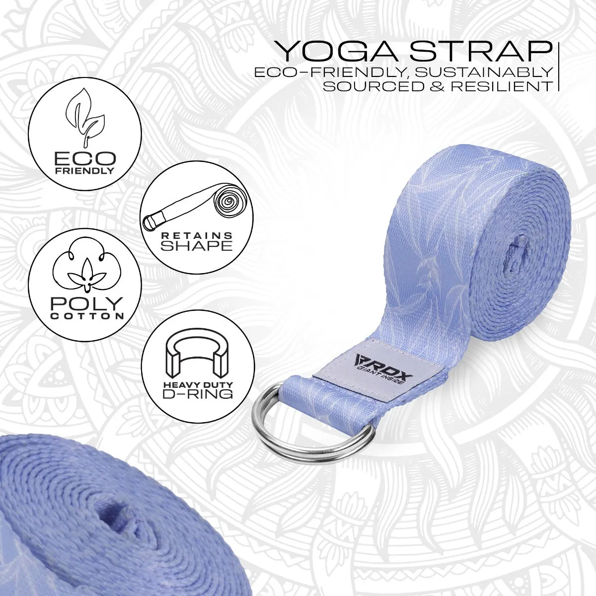 RDX F17 Cinghia Yoga Cotone Antiscivolo Blu 244 cm