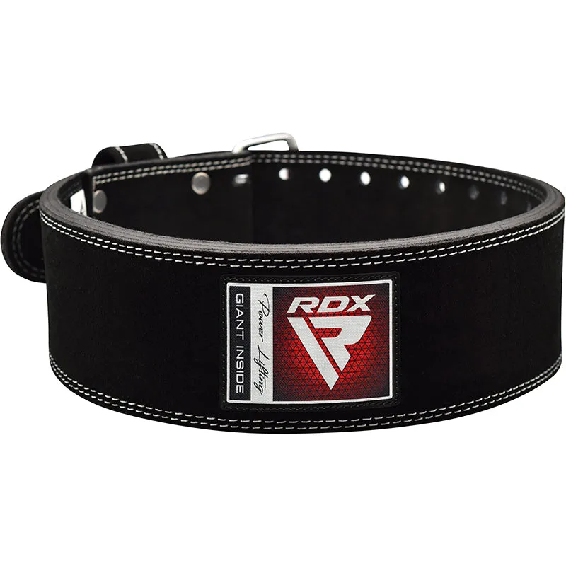 RDX 4PB cintura powerlifting nera pelle fibbia acciaio