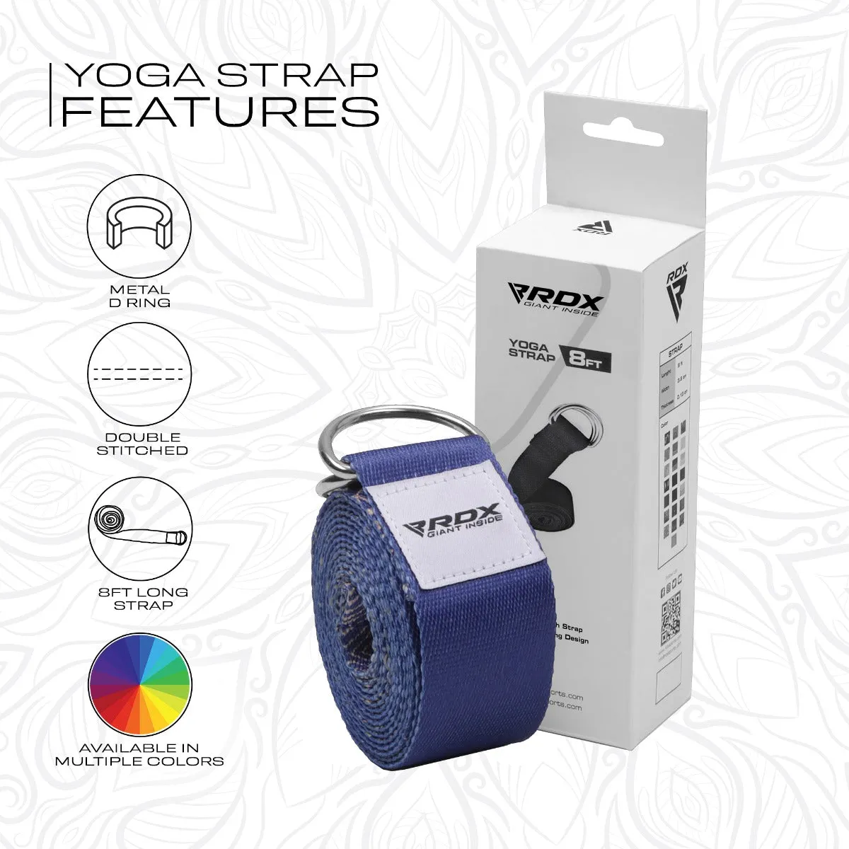 RDX F16 Cinghia Yoga Cotone Blu 244 cm Antiscivolo