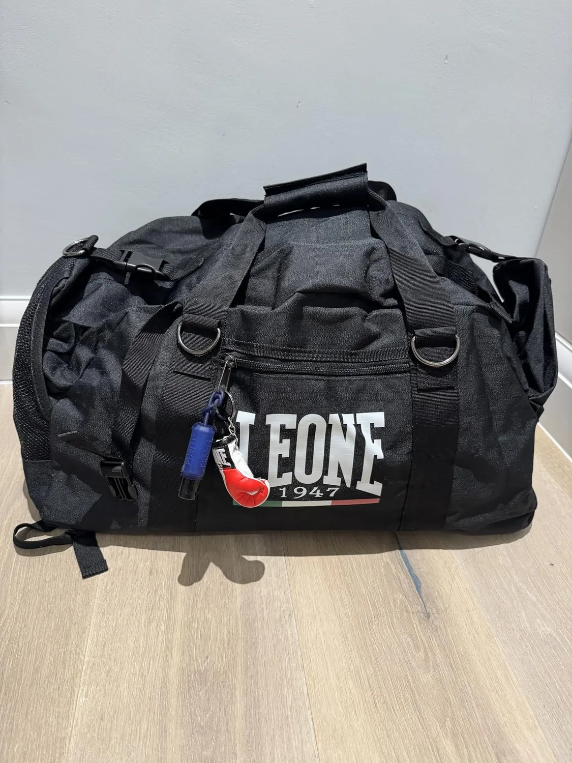 Leone1947 borsone sportivo nero 70 litri antistrappo zaino