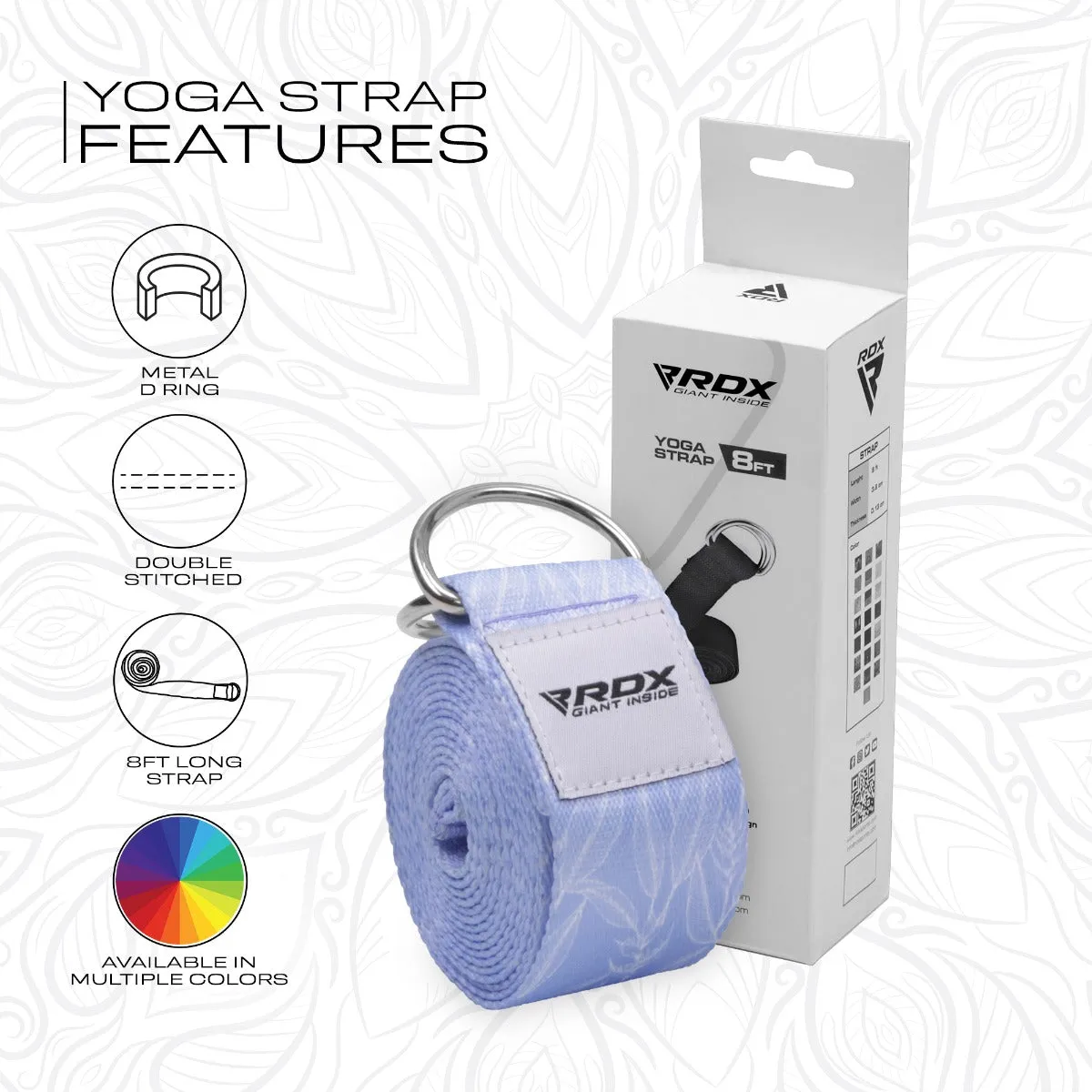 RDX F17 Cinghia Yoga Cotone Antiscivolo Blu 244 cm