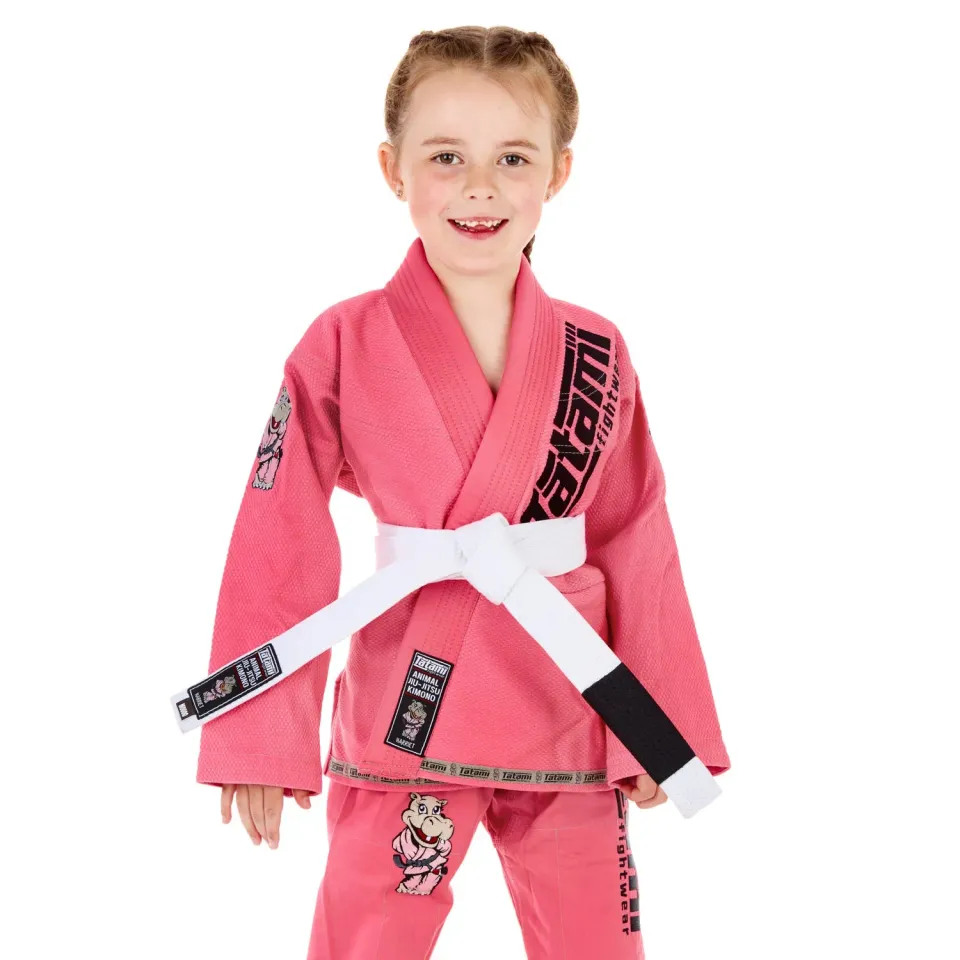 Tatami Fightwear Meerkatsu Animal Gi bambino rosa con cintura