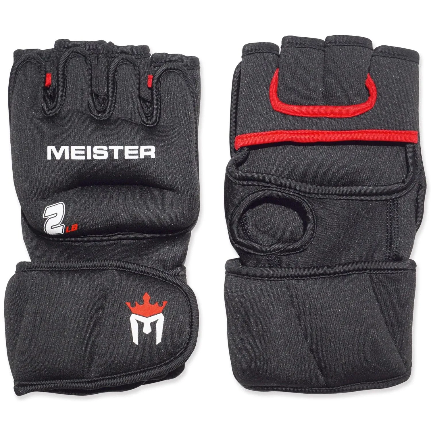 Meister guanti zavorrati 2lb coppia nero rosso neoprene