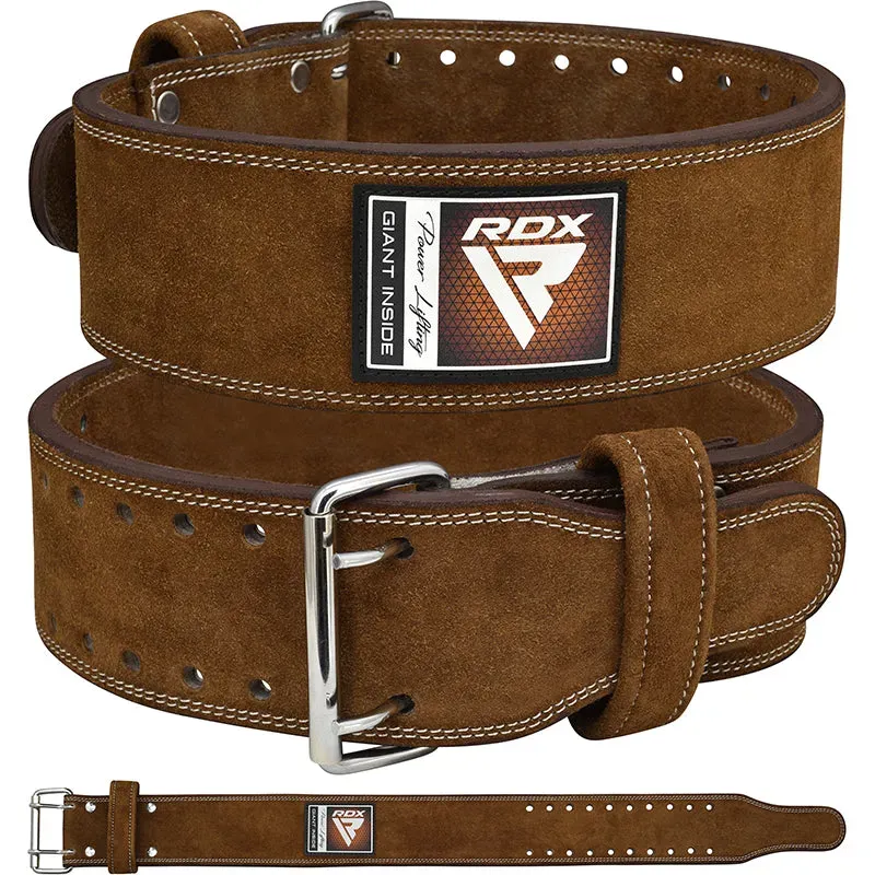 RDX 4PN Cintura Powerlifting Pelle Nabuk Marrone
