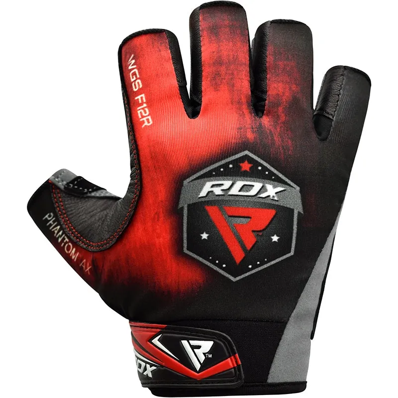 RDX F12 Guanti Palestra Sollevamento Pesi Rossi