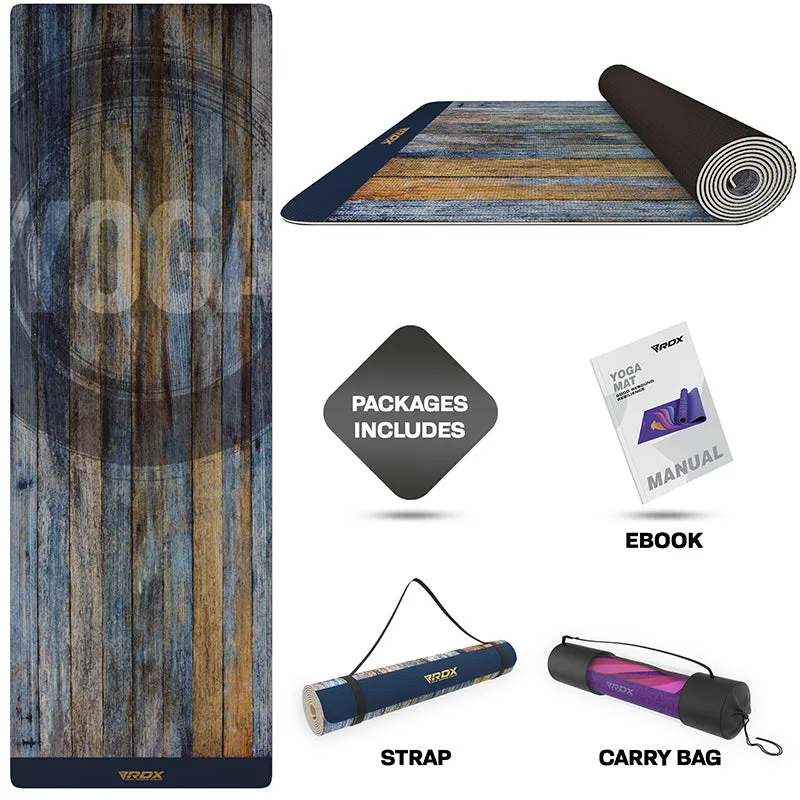 RDX D5 Iris tappetino yoga 6mm PVC blu
