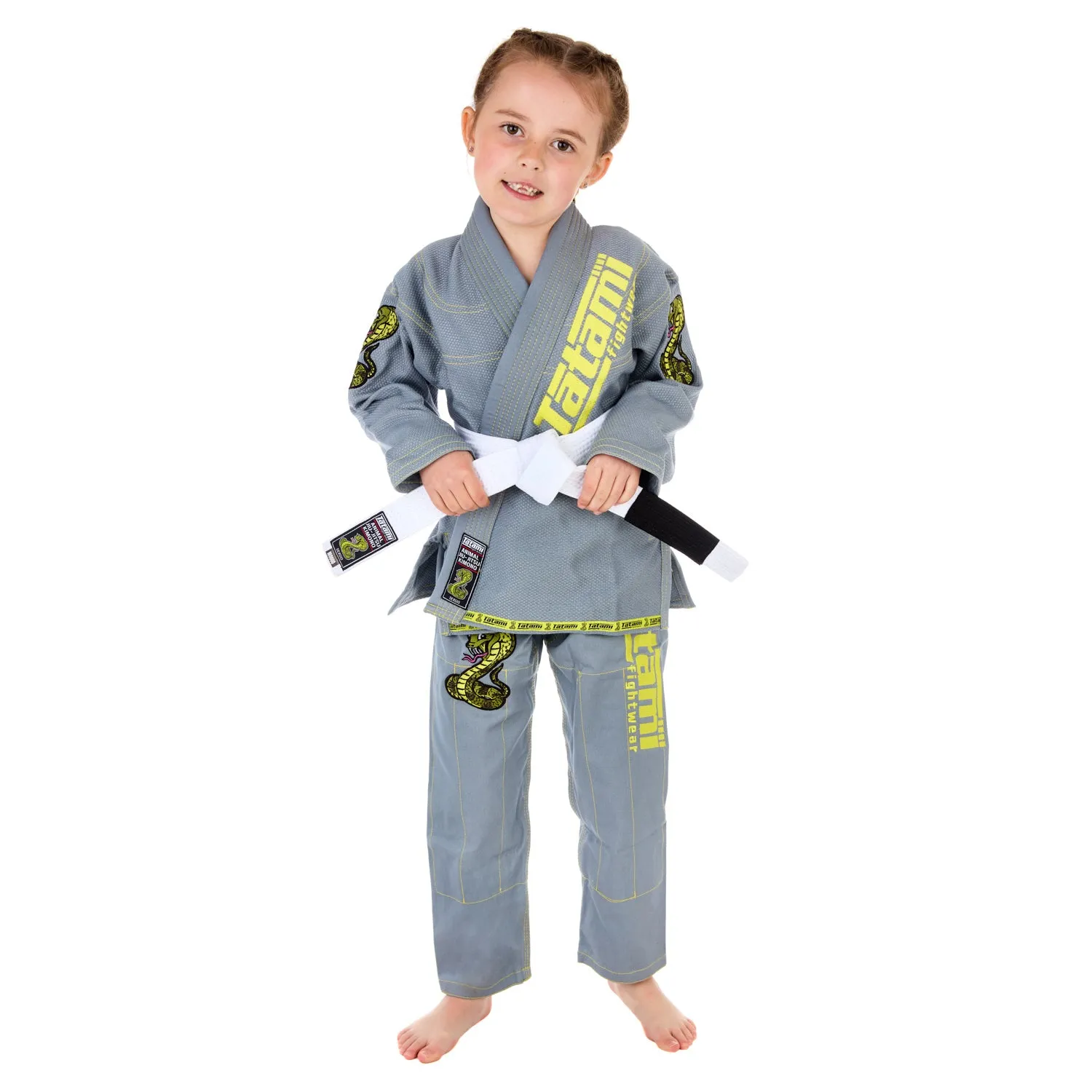 Tatami Fightwear Meerkatsu Animal kimono bambino grigio con cintura