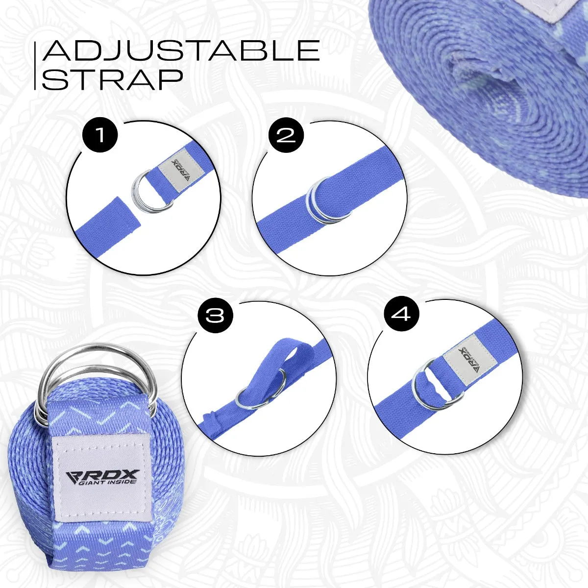 RDX F14 Cinghia Yoga Cotone Blu antiscivolo