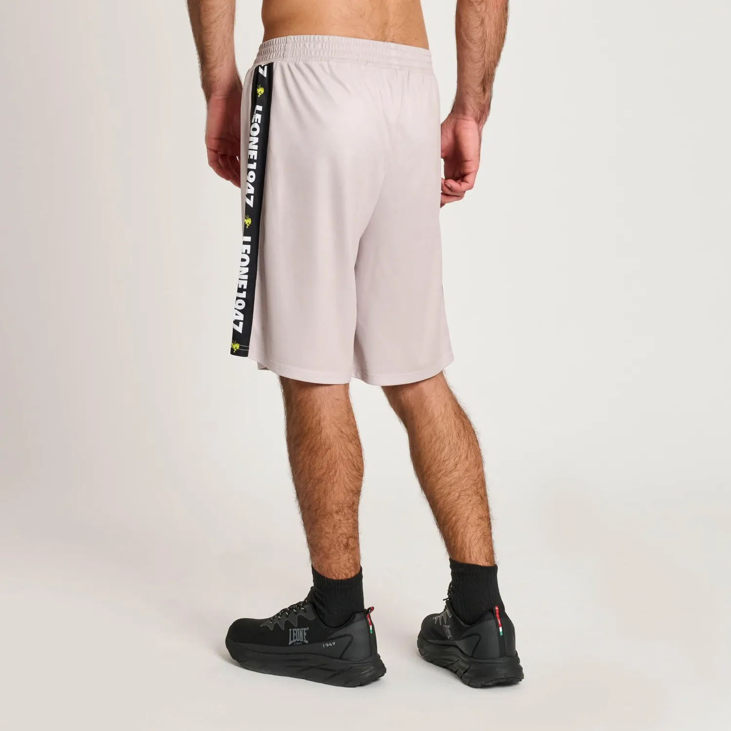 Leone1947 Stripe 47 ABX204 shorts gym uomo neri polymesh