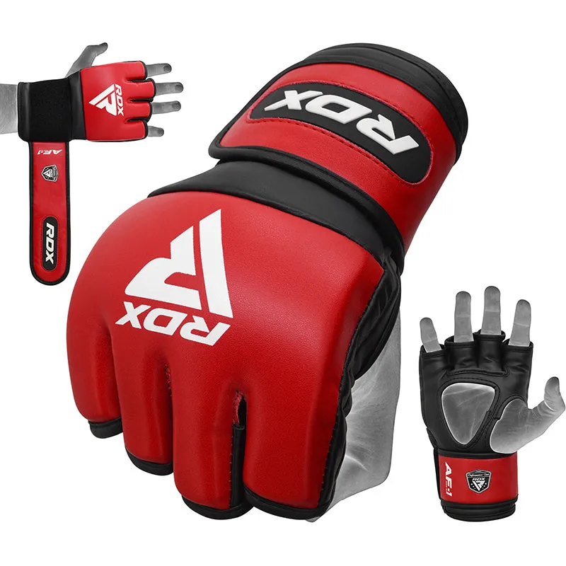 RDX F1 guanti MMA grappling 4oz neri palmo aperto