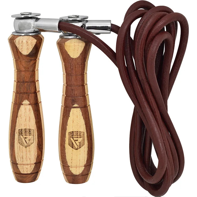 RDX L1 Corda Salto Boxe Cuoio 270 cm Manici Legno