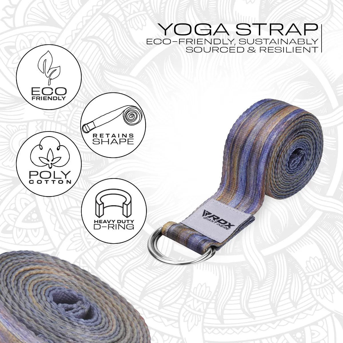 RDX F1 Cinghia Yoga Cotone Multicolor 244cm D-Ring