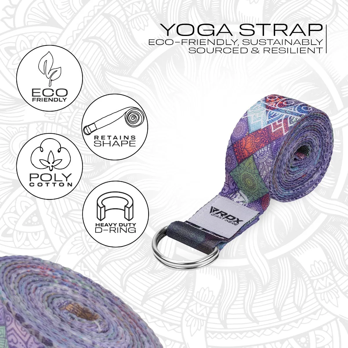 RDX F9 Cinghia Yoga Cotone Multicolore Antiscivolo