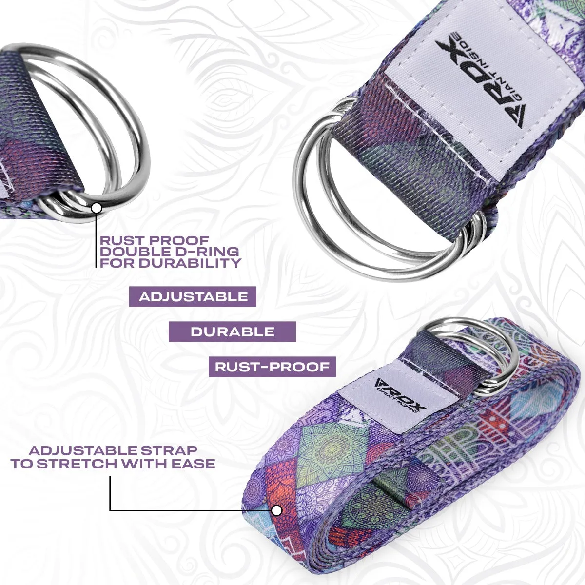 RDX F9 Cinghia Yoga Cotone Multicolore Antiscivolo