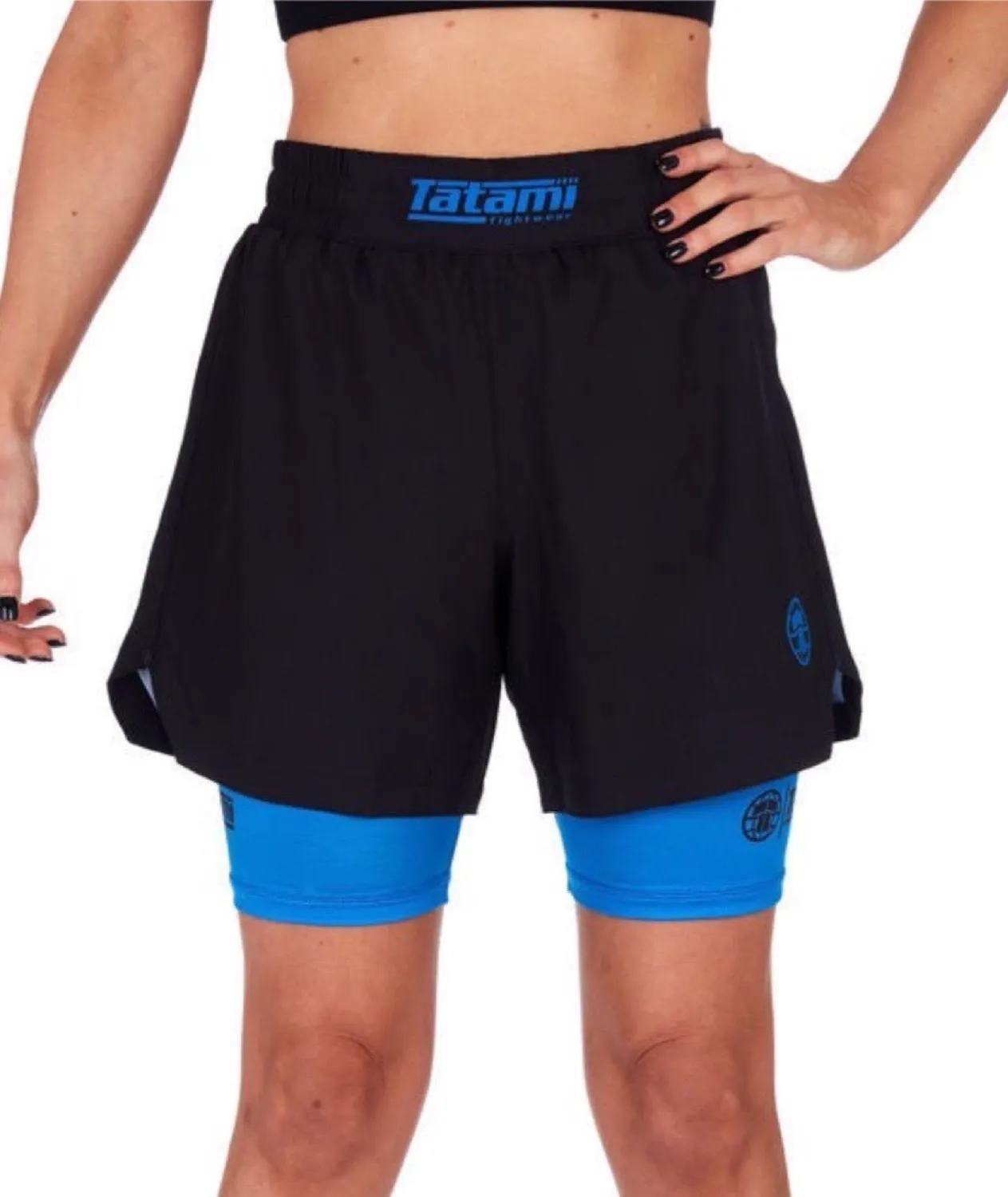 Tatami Fightwear Dual Layer Ladies shorts grappling blu 2 in 1