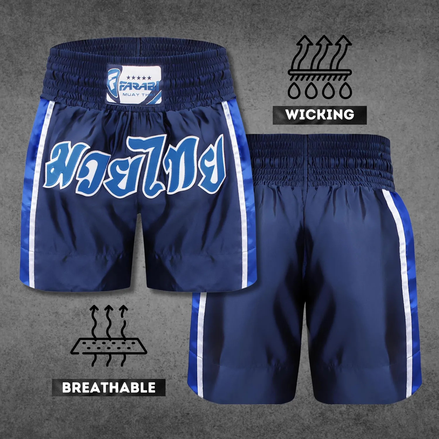 Farabi Sports Muay Thai Pantaloncini Blu Navy XXS