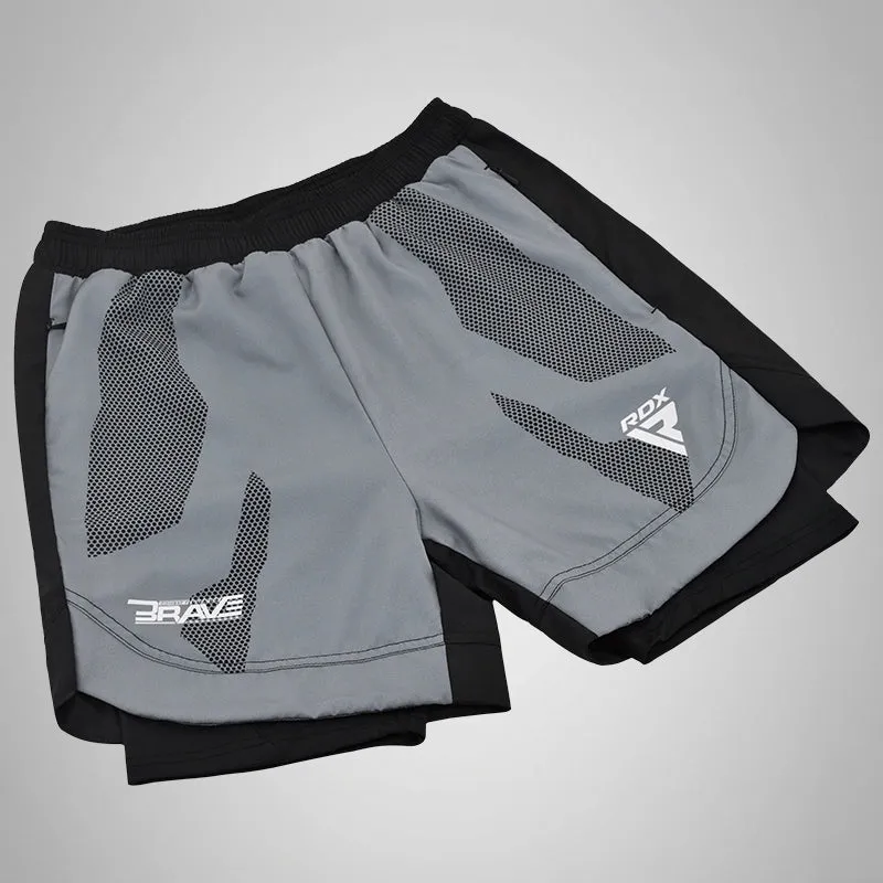 RDX Brave Pantaloncini Allenamento Grigi 2in1