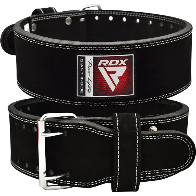 RDX 4PB cintura powerlifting pelle scamosciata nera