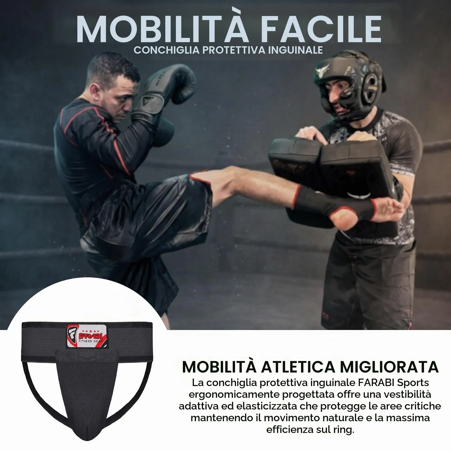 Farabi Rampart conchiglia protettiva M nero PU antiurto